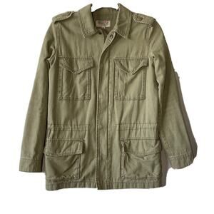 Ecote Womens Army Green Full Zip Snaps Oversized Utility Jacket Pockets Size XS